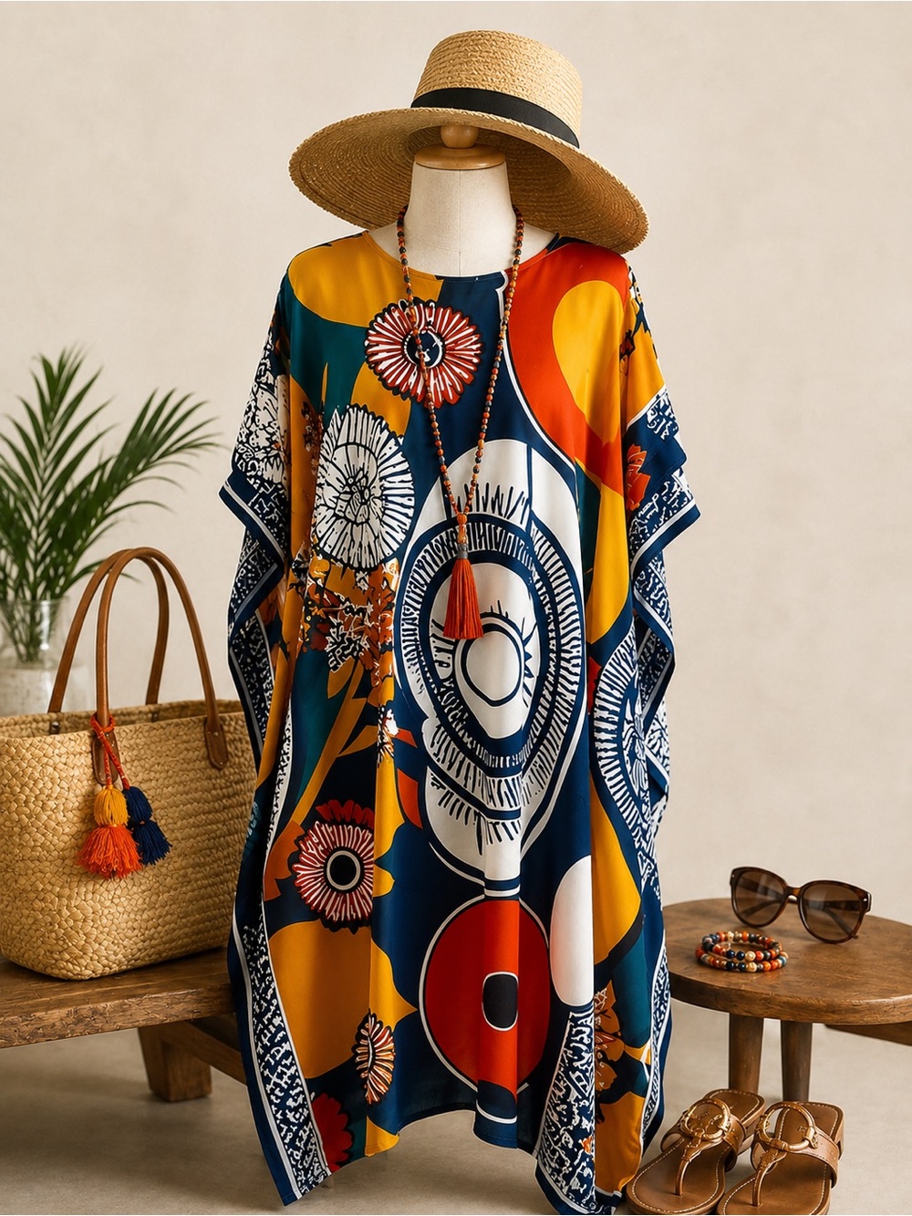 Marigold Print Dress/Swim Cover Up by Youzey